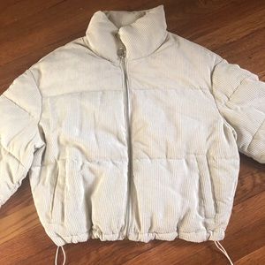 Puffer jacket white/cream corduroy puffer NWT